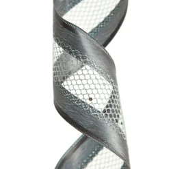 Gunmetal Grey Mesh with Satin Edge Wired Christmas Ribbon New