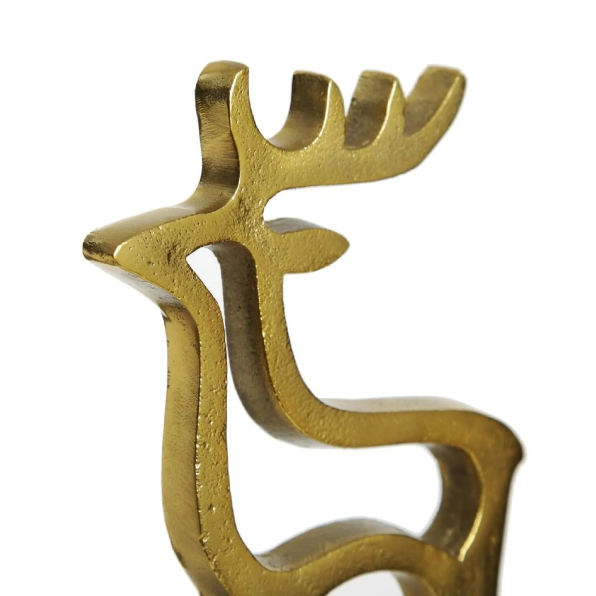 Hollow Raw Gold Reindeer Christmas Stocking Hanger with Quartz Base Flash Sale