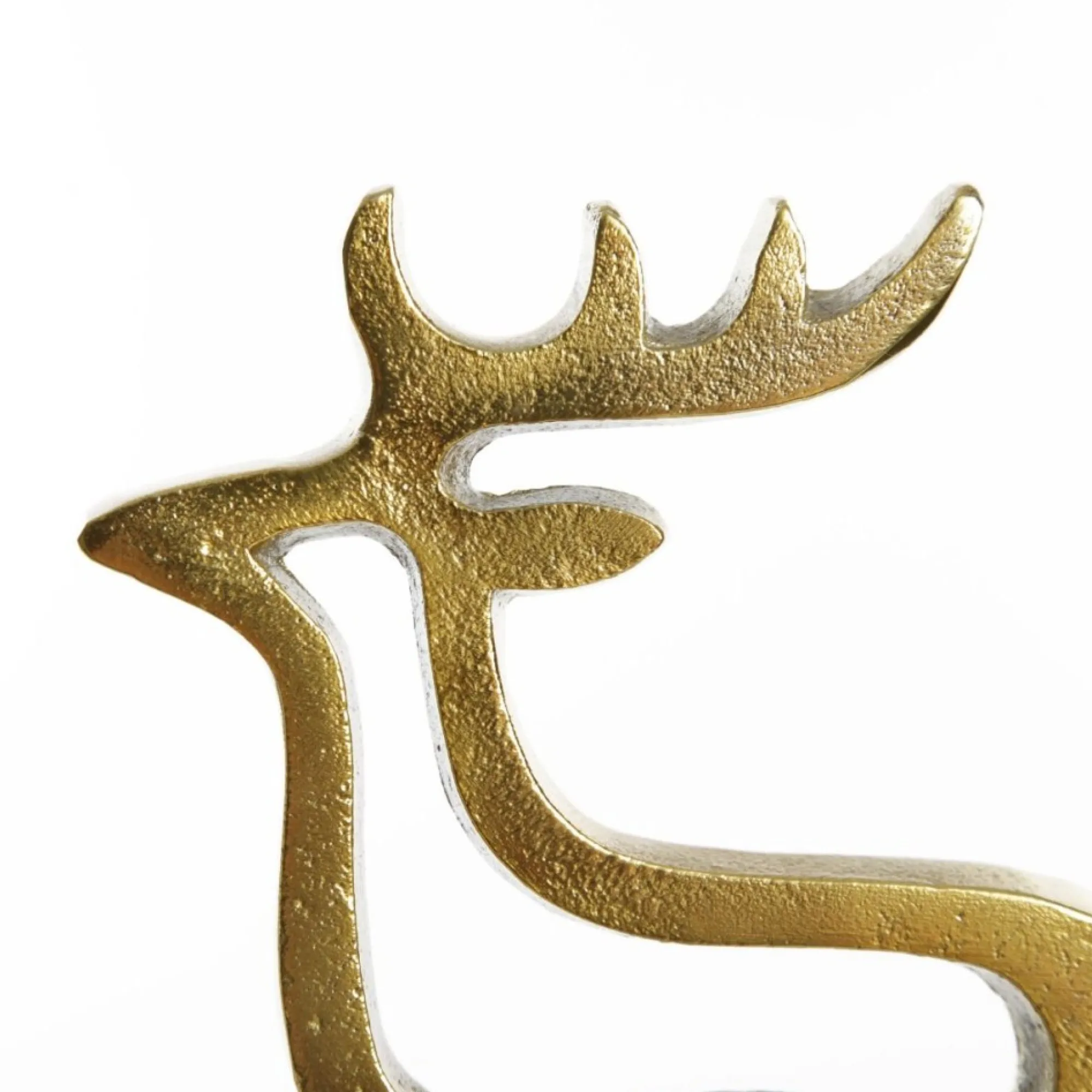 Hollow Raw Gold Reindeer Christmas Stocking Hanger with Quartz Base Flash Sale