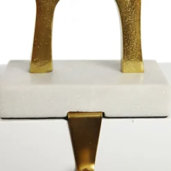 Hollow Raw Gold Reindeer Christmas Stocking Hanger with Quartz Base Flash Sale