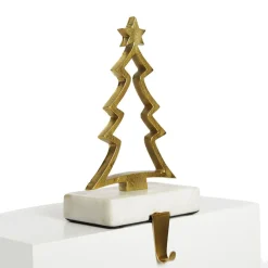 Hollow Raw Gold Tree Christmas Stocking Hanger with Quartz Base Best