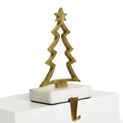 Hollow Raw Gold Tree Christmas Stocking Hanger with Quartz Base Best