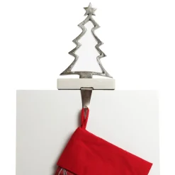 Hollow Raw Silver Tree Christmas Stocking Hanger with Quartz Base Cheap