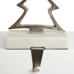 Hollow Raw Silver Tree Christmas Stocking Hanger with Quartz Base Cheap