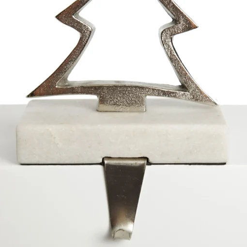 Hollow Raw Silver Tree Christmas Stocking Hanger with Quartz Base Cheap