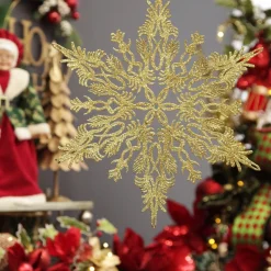 Intricate Gold Hanging Snowflake Decoration Sale