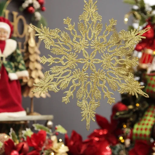 Intricate Gold Hanging Snowflake Decoration Sale