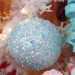 Iridescent Baby Blue Sequin Christmas Ball Store