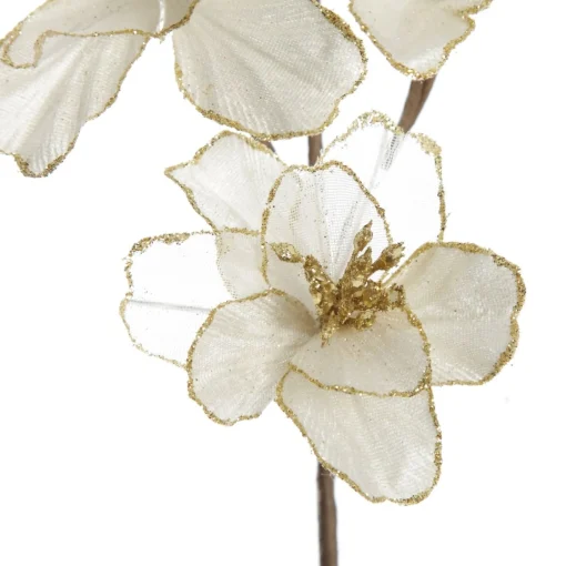 Ivory Flower Blossom Stem with Gold Glitter Discount