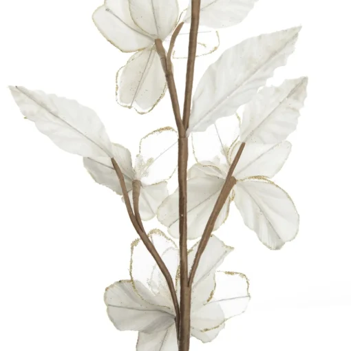 Ivory Flower Blossom Stem with Gold Glitter Discount
