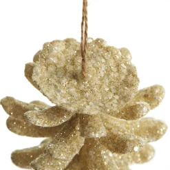 Ivory Glitter Faux Hanging Pinecone Online
