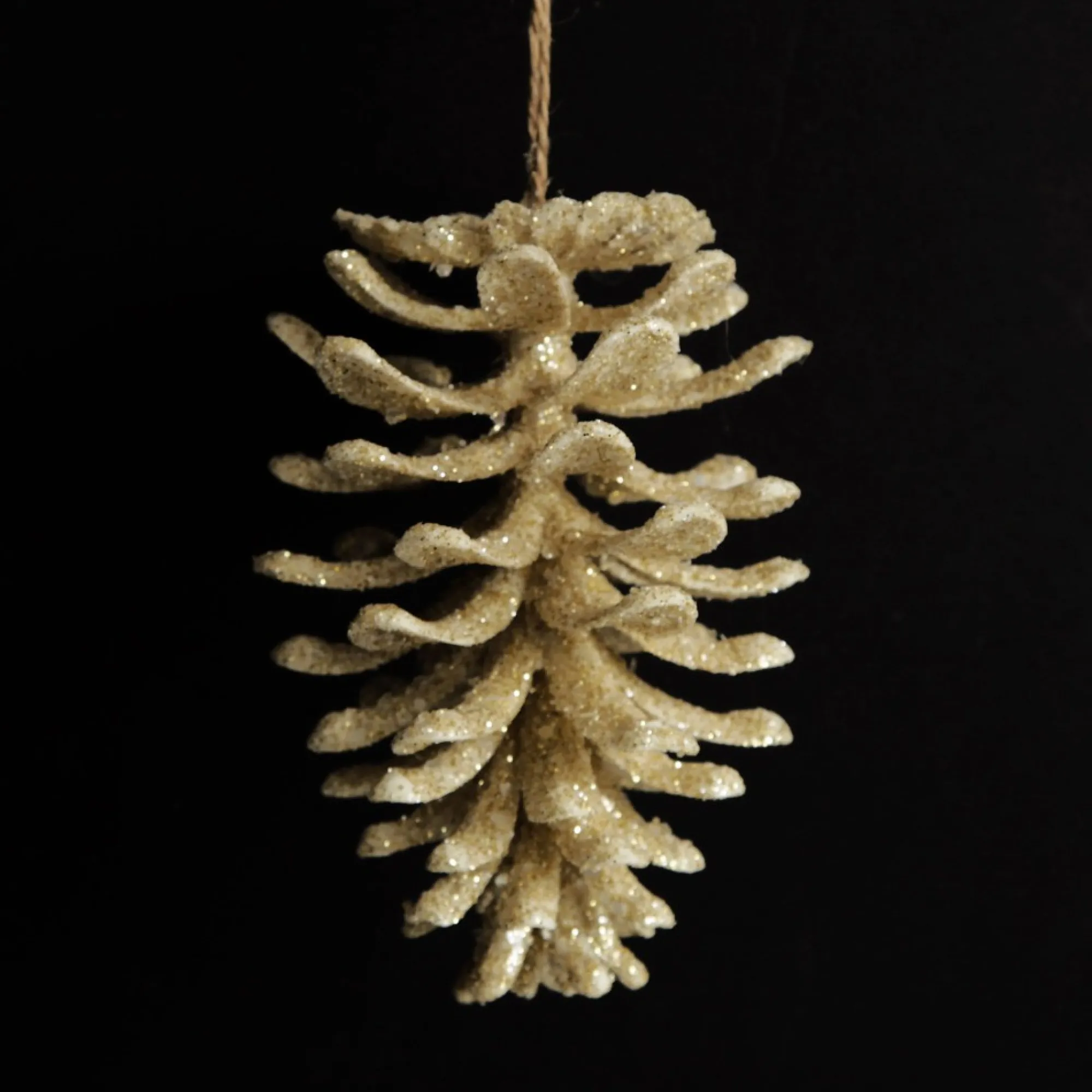 Ivory Glitter Faux Hanging Pinecone Online