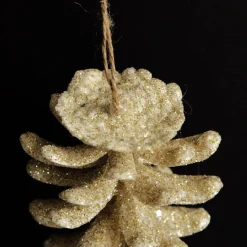 Ivory Glitter Faux Hanging Pinecone Online