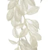 Ivory Leaf Christmas Garland with Sequins Flash Sale