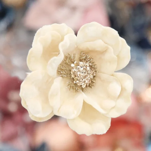 Ivory Velvet Magnolia Flower Clip Flash Sale
