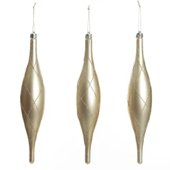 Large Champagne Christmas Long Drop Decoration - Set of 3 Flash Sale