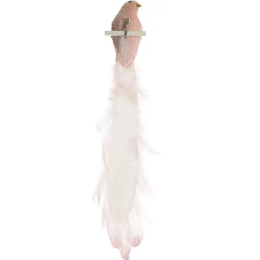 Large Elegant Pink Velvet Bird with Sequins and Feather Tail Store