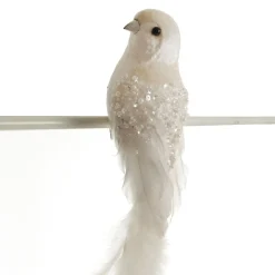 Large Elegant White Bird with Sequins and Feather Tail Flash Sale
