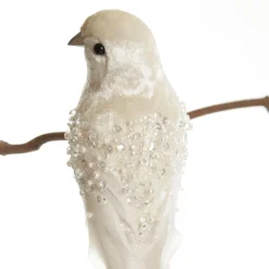 Large Elegant White Bird with Sequins and Feather Tail Flash Sale