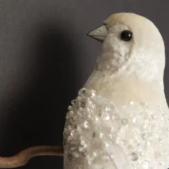 Large Elegant White Bird with Sequins and Feather Tail Flash Sale