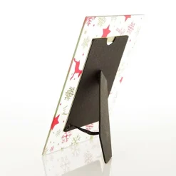 Large Glass Christmas Photo Frame - Red and Gold Snowflakes Outlet