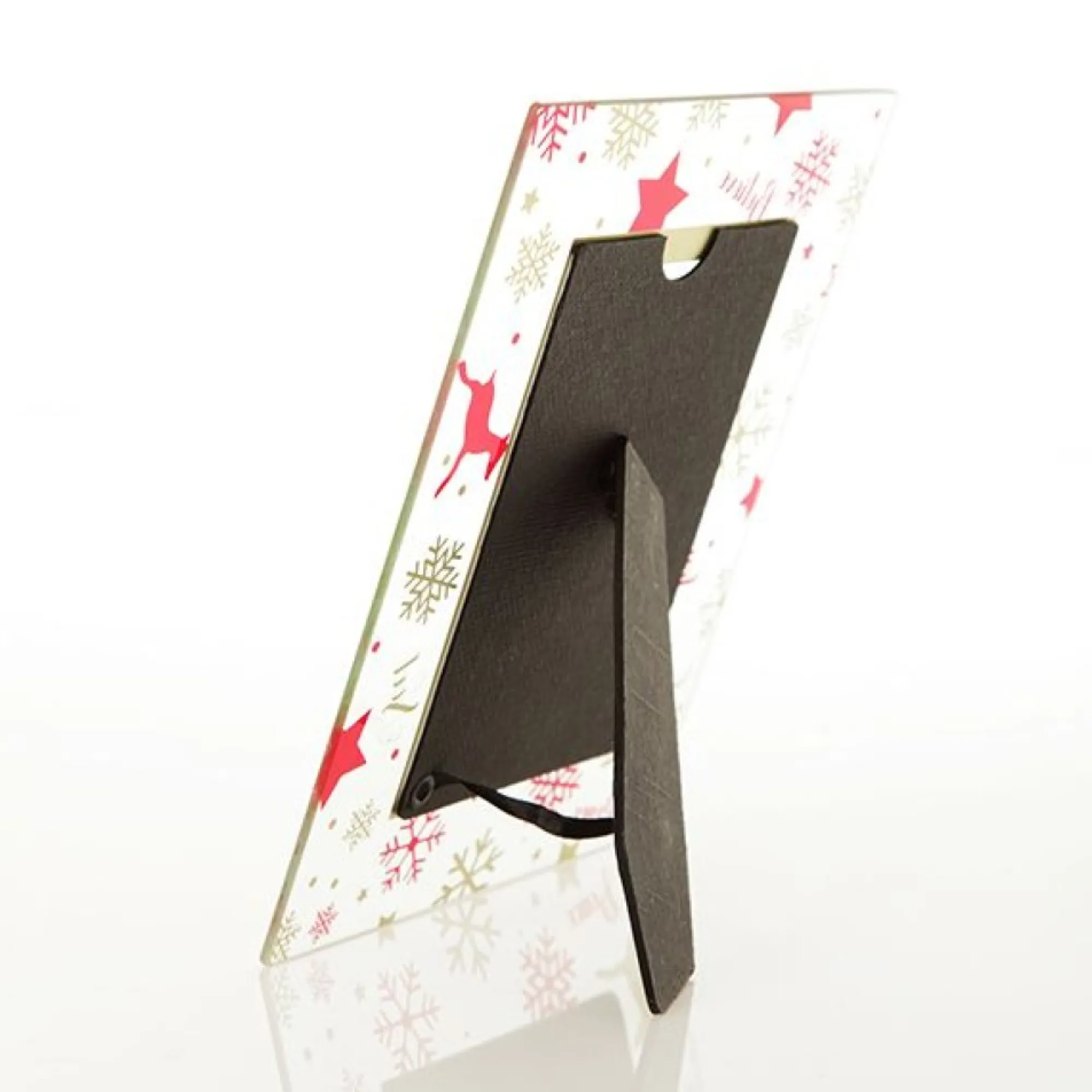 Large Glass Christmas Photo Frame - Red and Gold Snowflakes Outlet