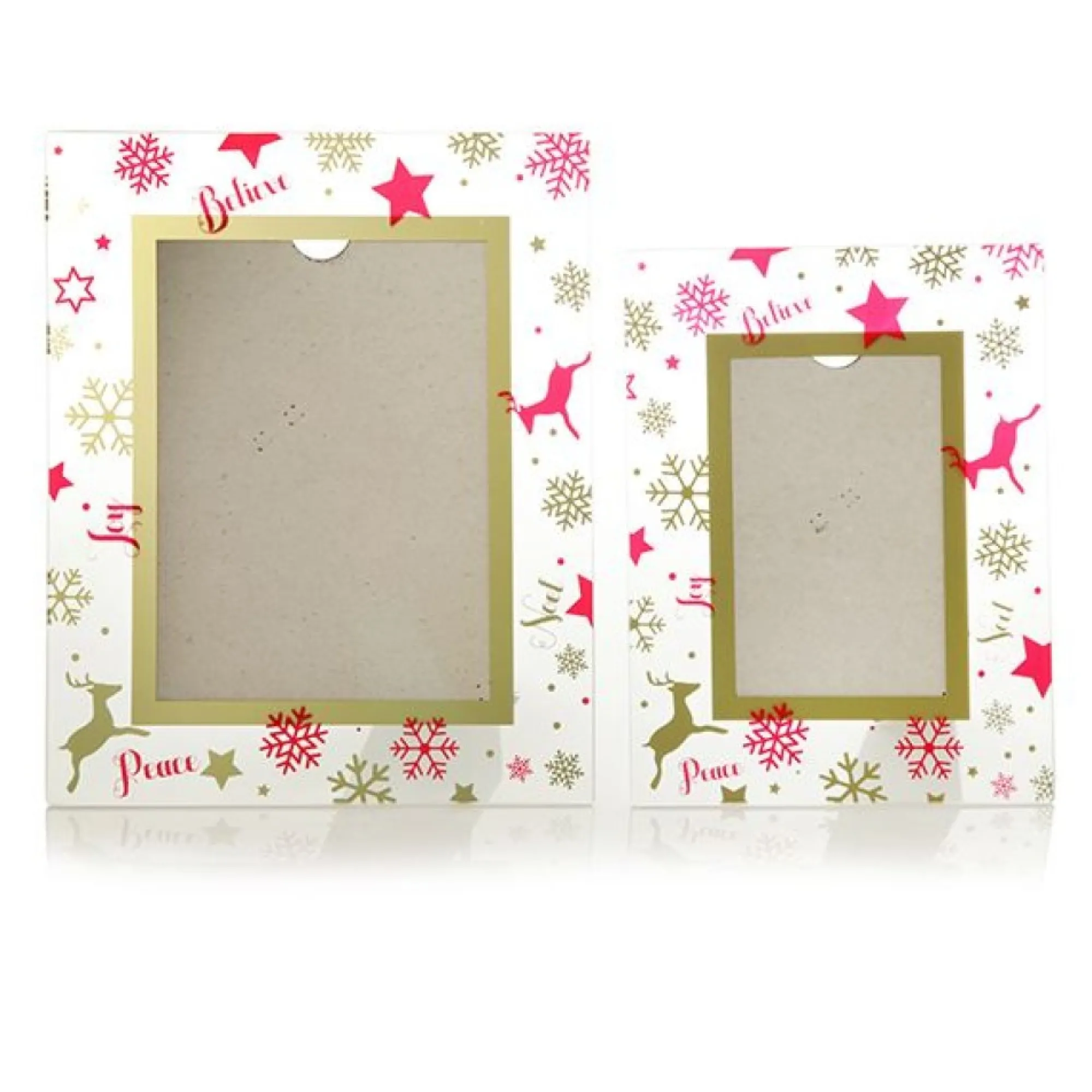 Large Glass Christmas Photo Frame - Red and Gold Snowflakes Outlet