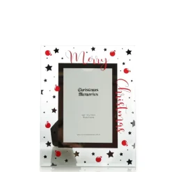 Large Glass Christmas Photo Frame - Stars and Baubles Best