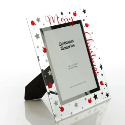 Large Glass Christmas Photo Frame - Stars and Baubles Best