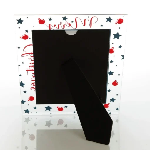 Large Glass Christmas Photo Frame - Stars and Baubles Best