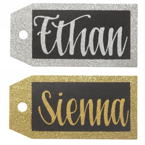 Large Glitter Square Edge Name Tag Fashion