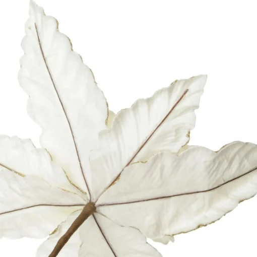 Large Ivory Poinsettia Flower Pick with Gold Glitter Trim Best