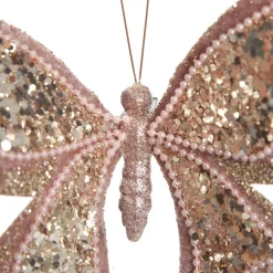 Large Pink with Gold Glitter Butterfly Clip Outlet