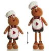 Large Plush Stretch Leg Gingerbread with Chef Hat Christmas Ornament Clearance