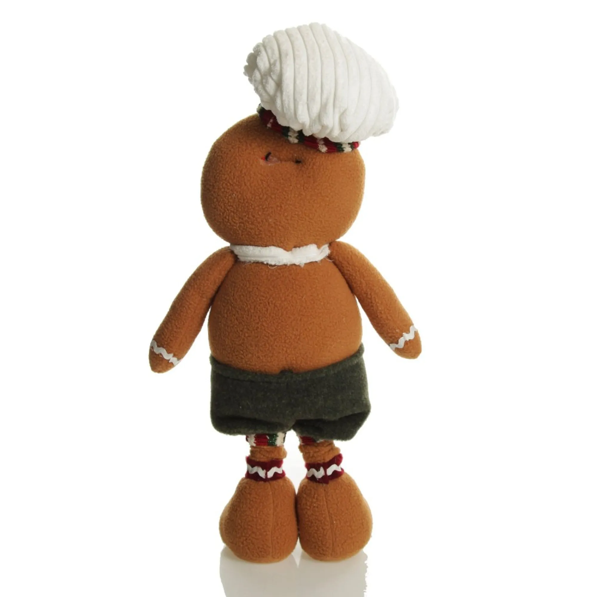 Large Plush Stretch Leg Gingerbread with Chef Hat Christmas Ornament Clearance