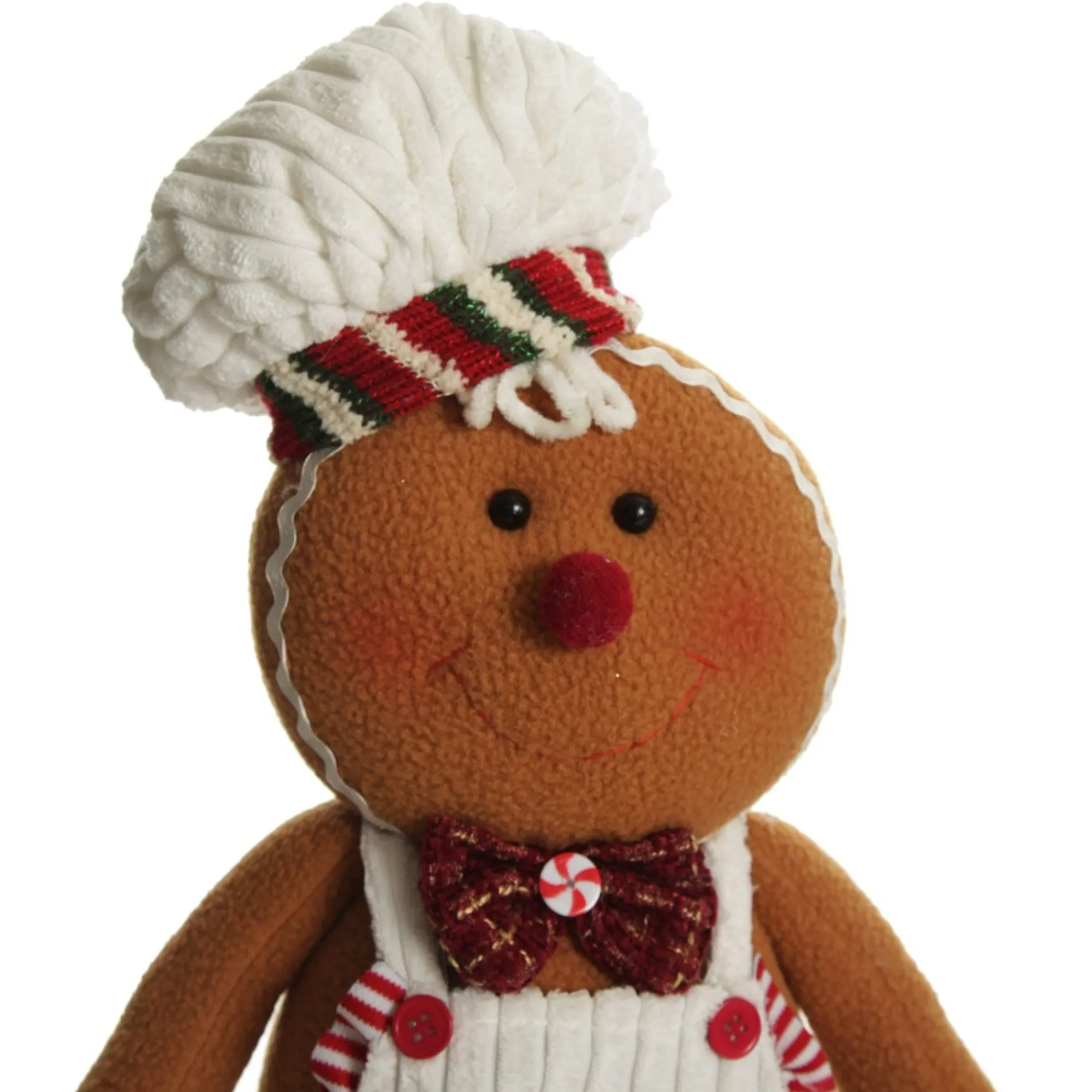 Large Plush Stretch Leg Gingerbread with Chef Hat Christmas Ornament Clearance