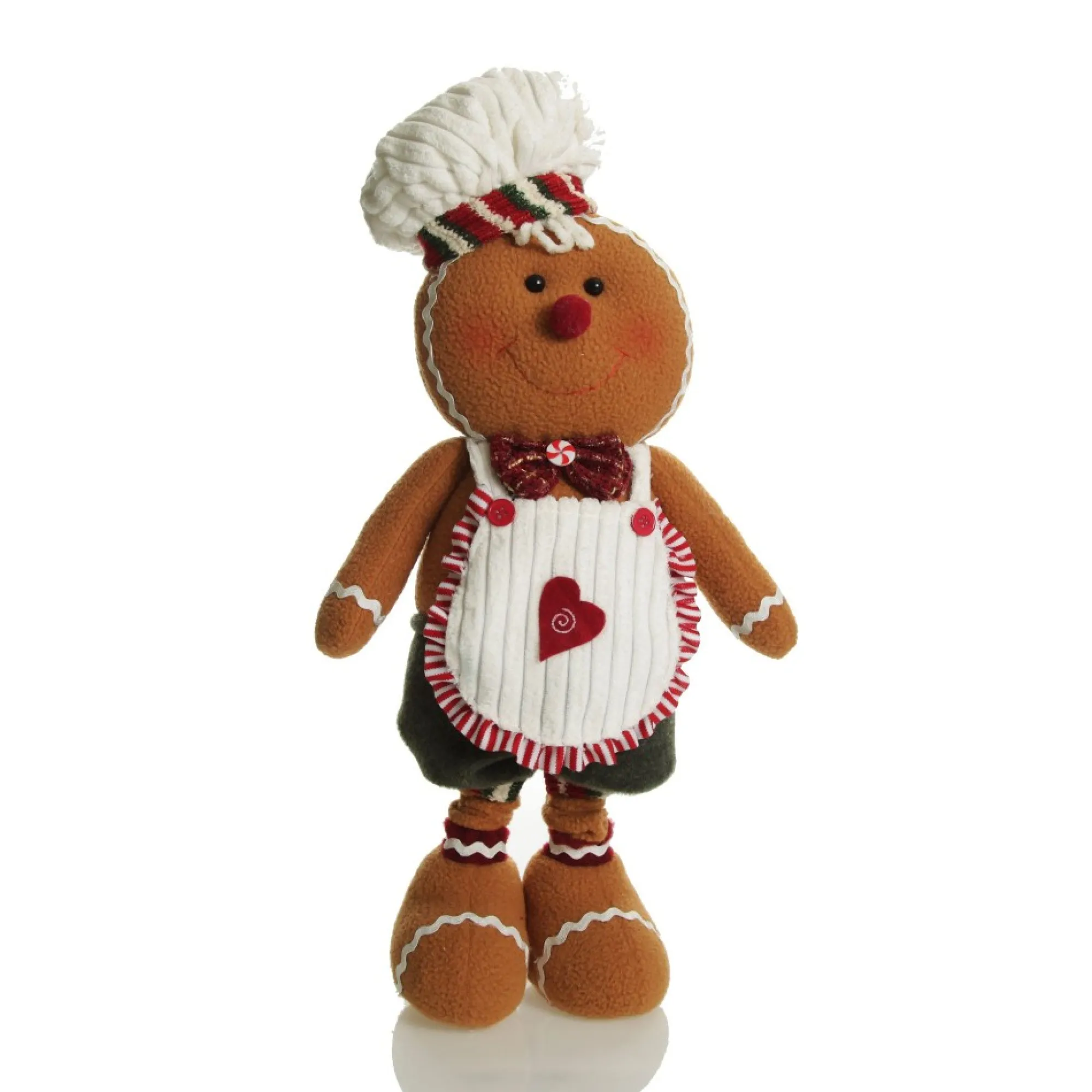 Large Plush Stretch Leg Gingerbread with Chef Hat Christmas Ornament Clearance