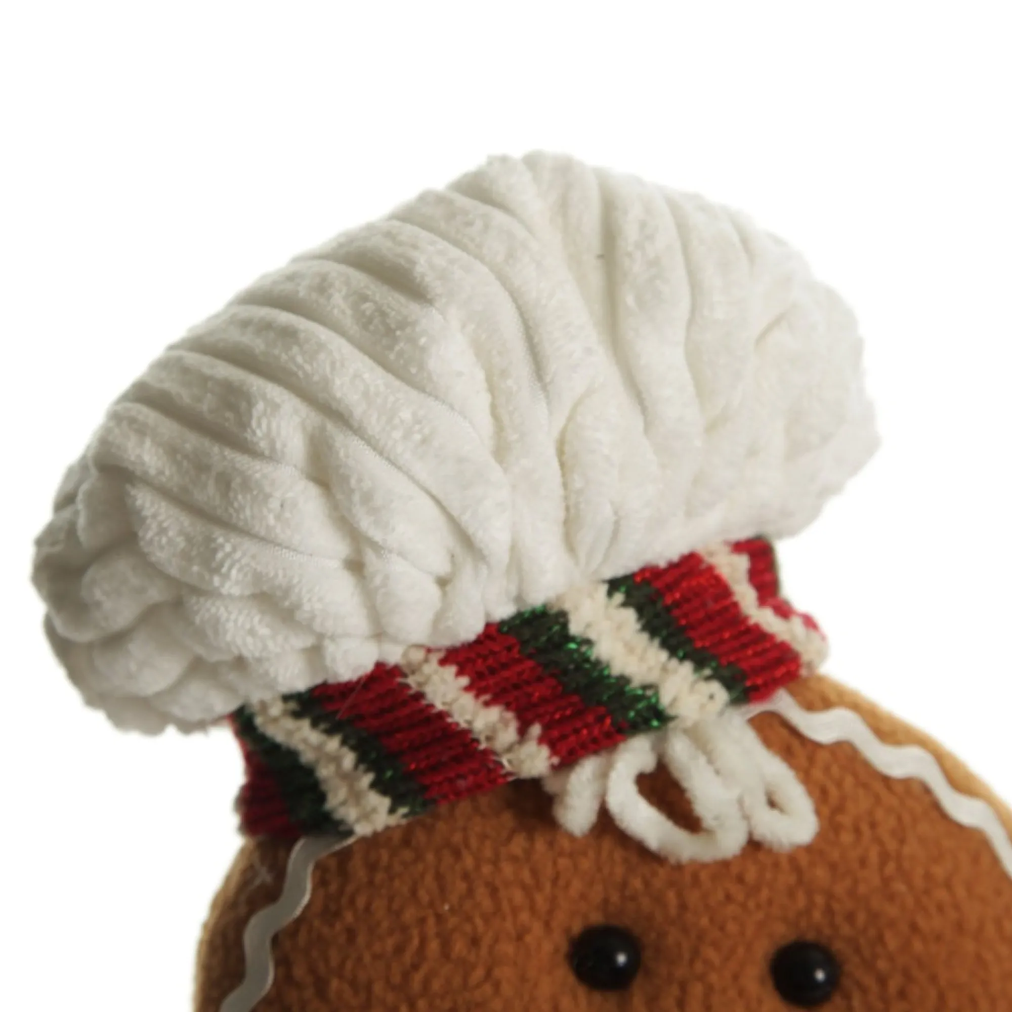 Large Plush Stretch Leg Gingerbread with Chef Hat Christmas Ornament Clearance