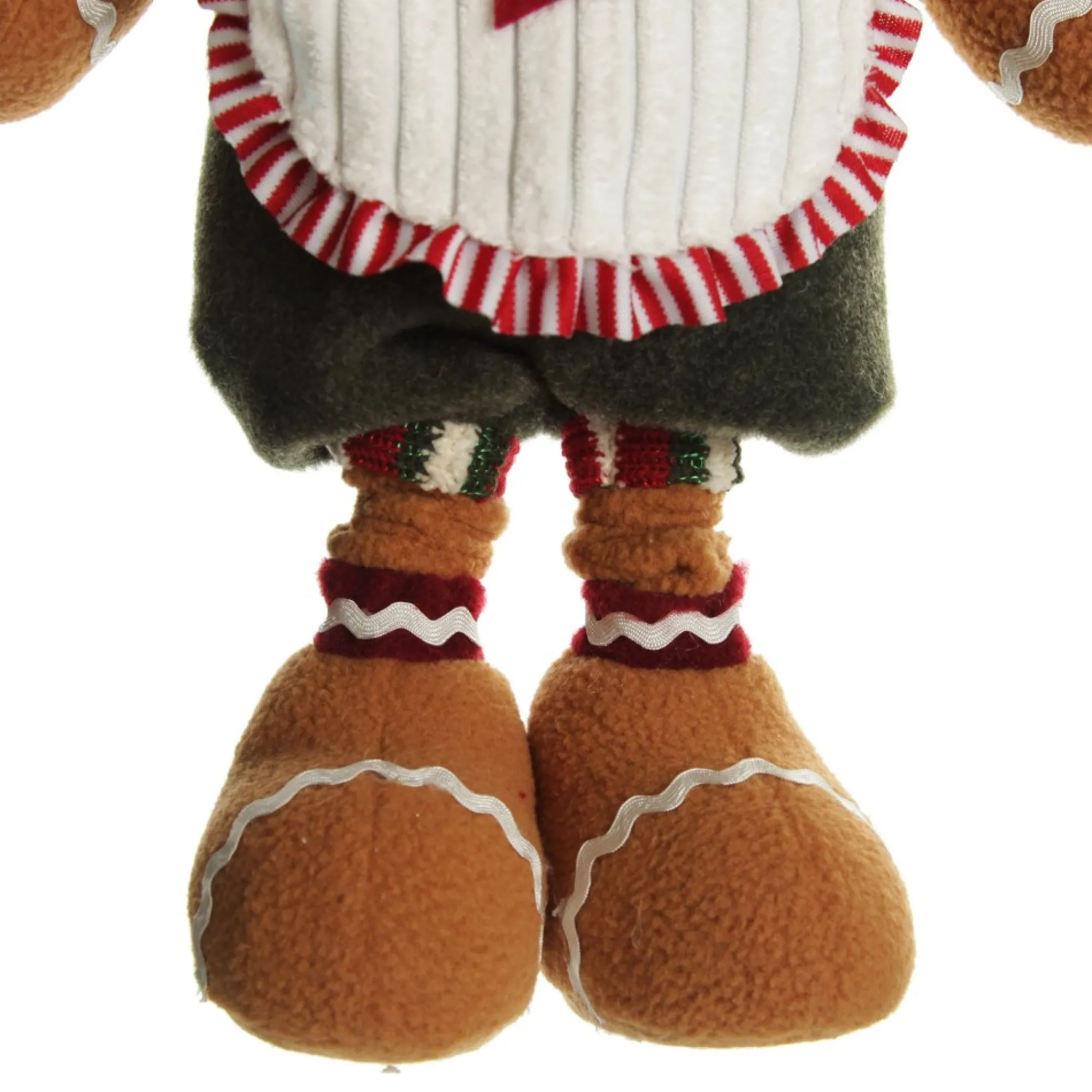Large Plush Stretch Leg Gingerbread with Chef Hat Christmas Ornament Clearance