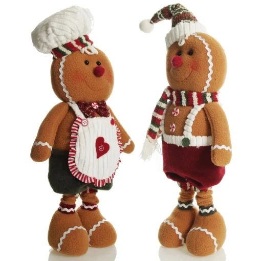 Large Plush Stretch Leg Gingerbread with Santa Hat Christmas Ornament Cheap