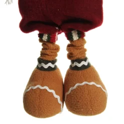 Large Plush Stretch Leg Gingerbread with Santa Hat Christmas Ornament Cheap