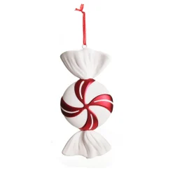 Large Red and White Swirl Peppermint Candy Hanging Christmas Decoration Shop