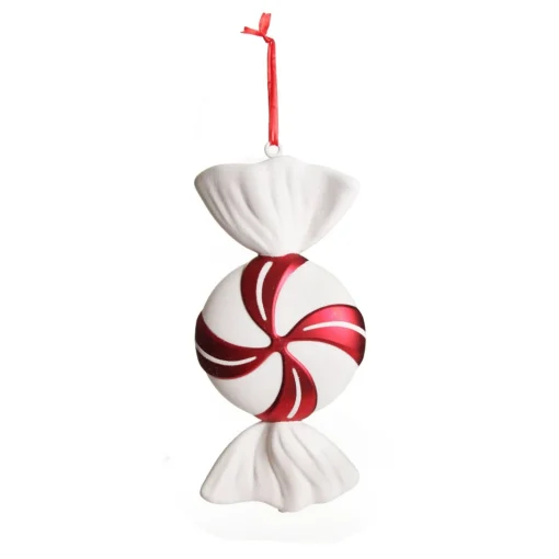 Large Red and White Swirl Peppermint Candy Hanging Christmas Decoration Shop