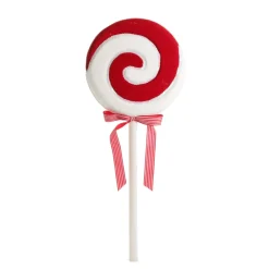 Large Red and White Velvet Swirl Lollipop Christmas Pick Outlet