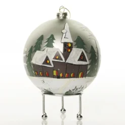 Light Blue Christmas Village Bauble Shop