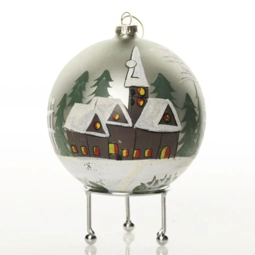 Light Blue Christmas Village Bauble Shop