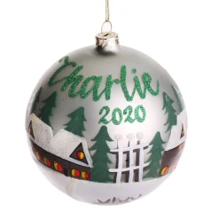 Light Blue Christmas Village Bauble Shop