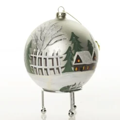 Light Blue Christmas Village Bauble Shop