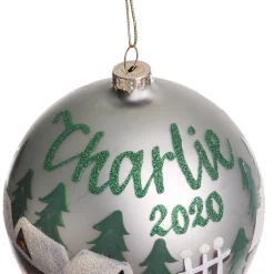 Light Blue Christmas Village Bauble Shop