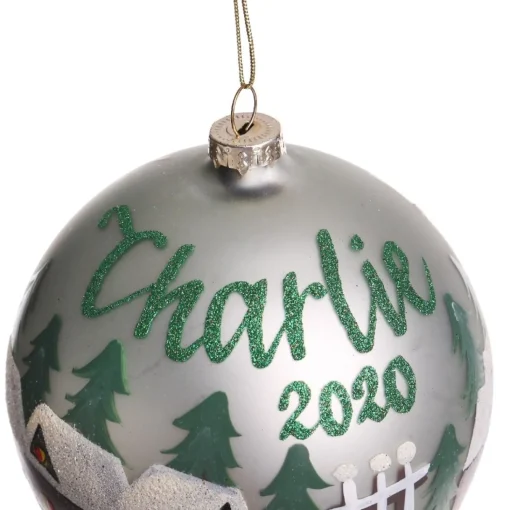 Light Blue Christmas Village Bauble Shop